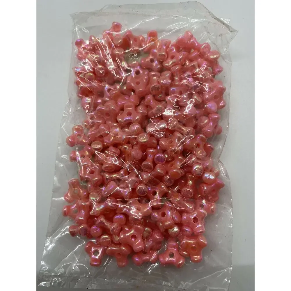 144 Gems 10MM TRI Propeller Beads blk,pink,yell,teal or clear 1 Bag
